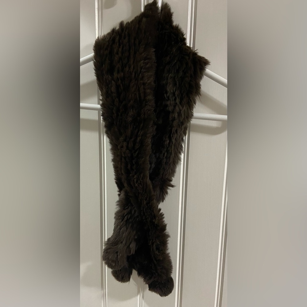 Vintage Genuine fur scarf shawl collar pull through with scarf SOFT brown fur